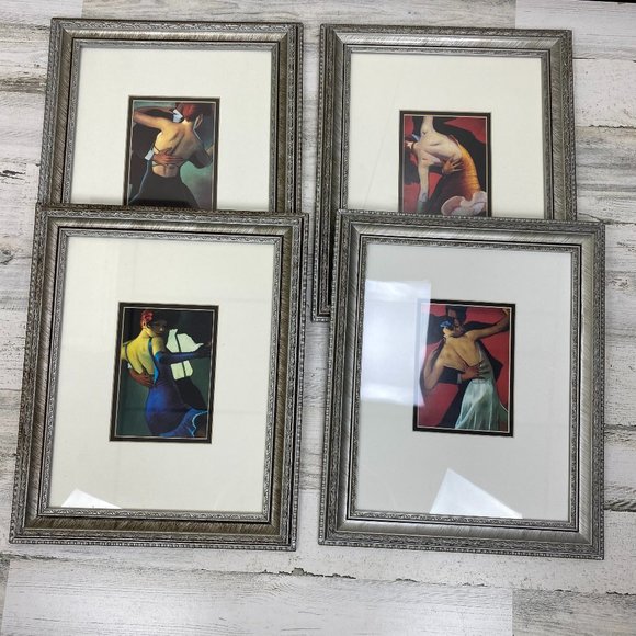 Set of four framed & matted Dancing Couples Print